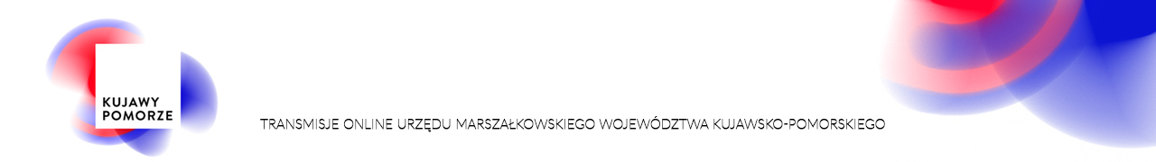 Baner wraz z logo kujawy-pomorze, transmisje online Urzędu Marszałkowskiego Województwa Kujawsko-Pomorskiego